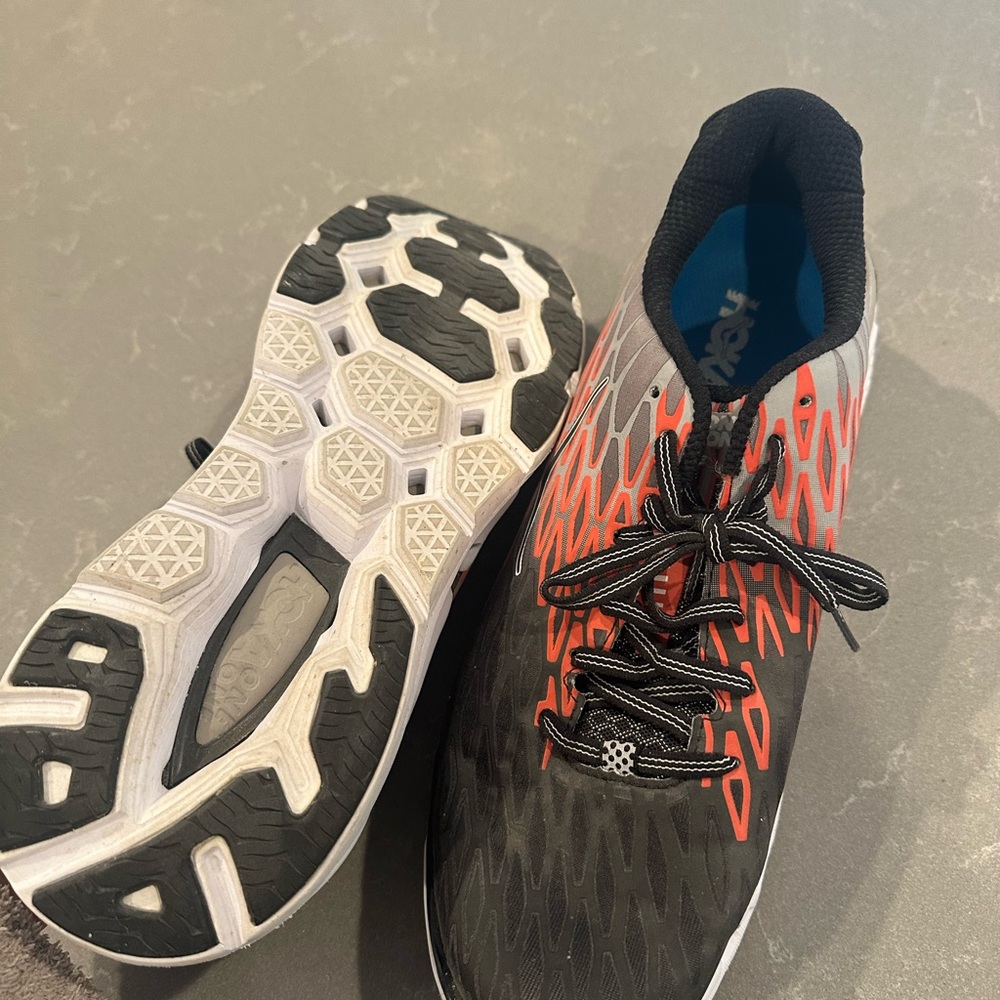 Hoka One One Black and Red Athletic Shoes - Picture 4 of 4